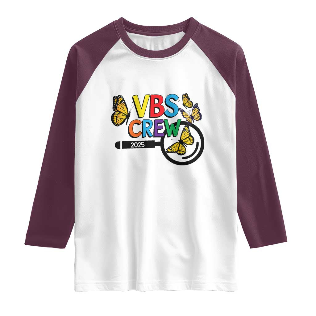 VBS 2025 Raglan Shirt Magnified Vacation Bible School Butterfly VBS Team