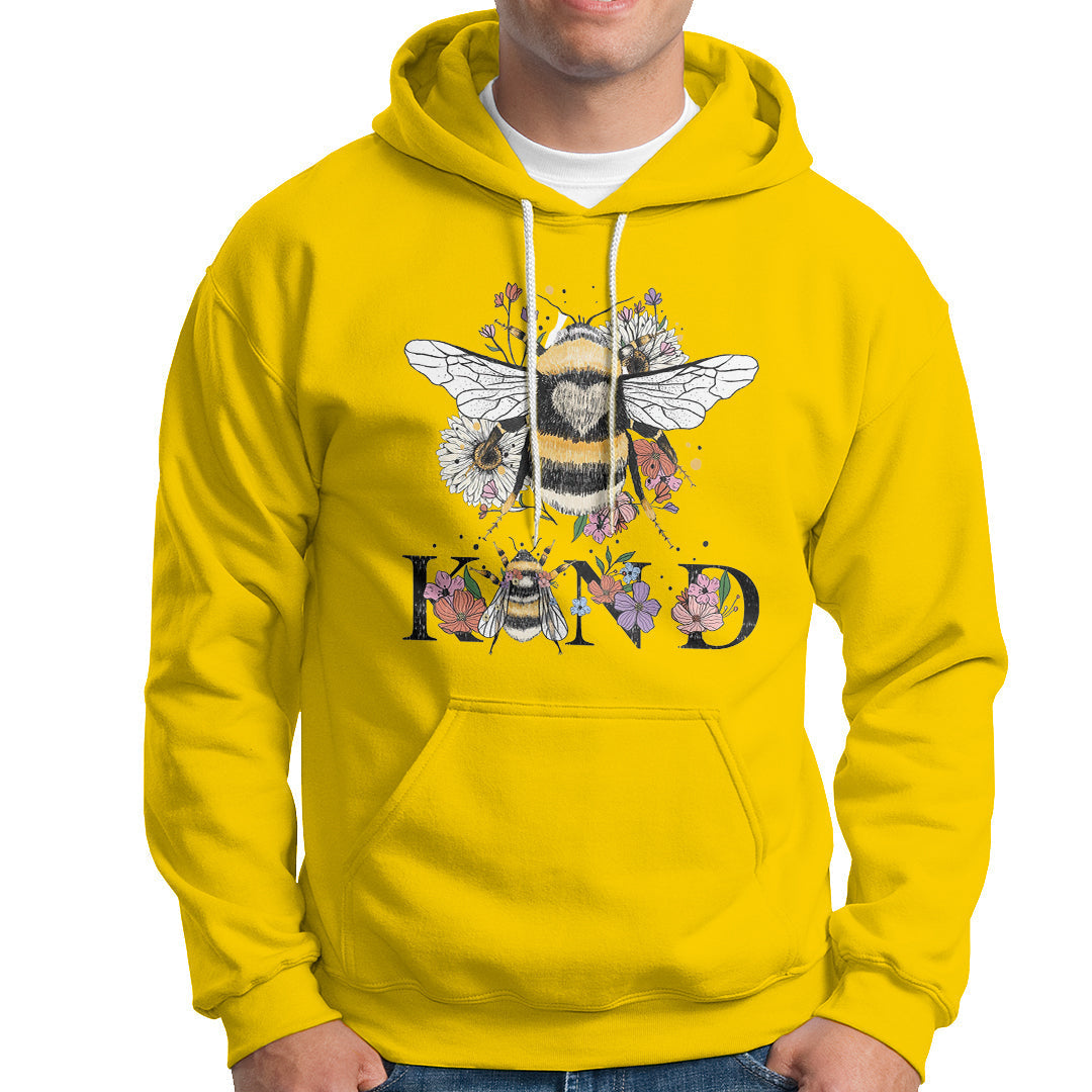 Be Kind Bee Kind Floral Bee Inspirational Retro Shirt for Women, Bee T-shirt, Bee Lover Gift, Insect Shirts, Spiritual Shirt Hoodie - Wonder Print Shop