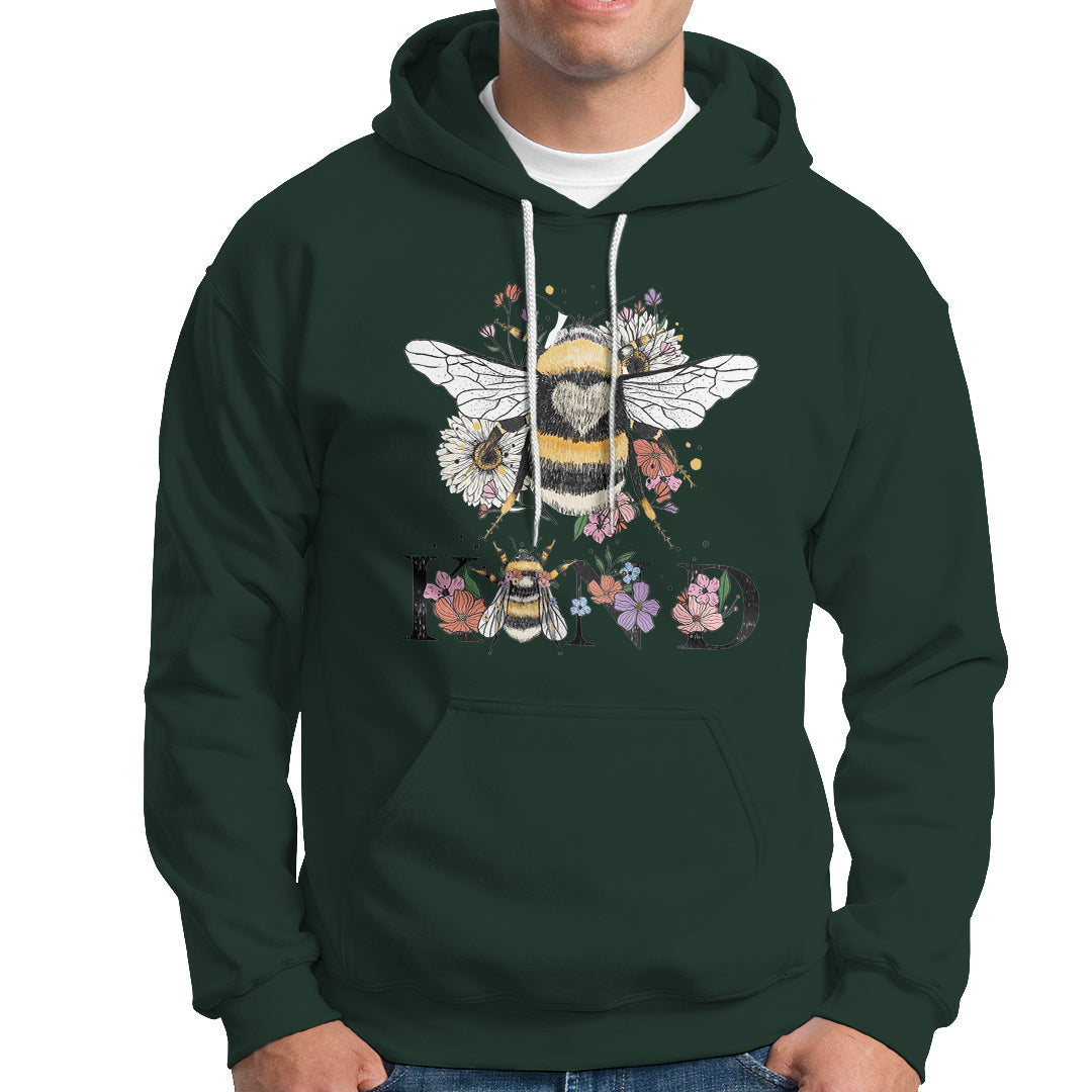 Be Kind Bee Kind Floral Bee Inspirational Retro Shirt for Women, Bee T-shirt, Bee Lover Gift, Insect Shirts, Spiritual Shirt Hoodie - Wonder Print Shop