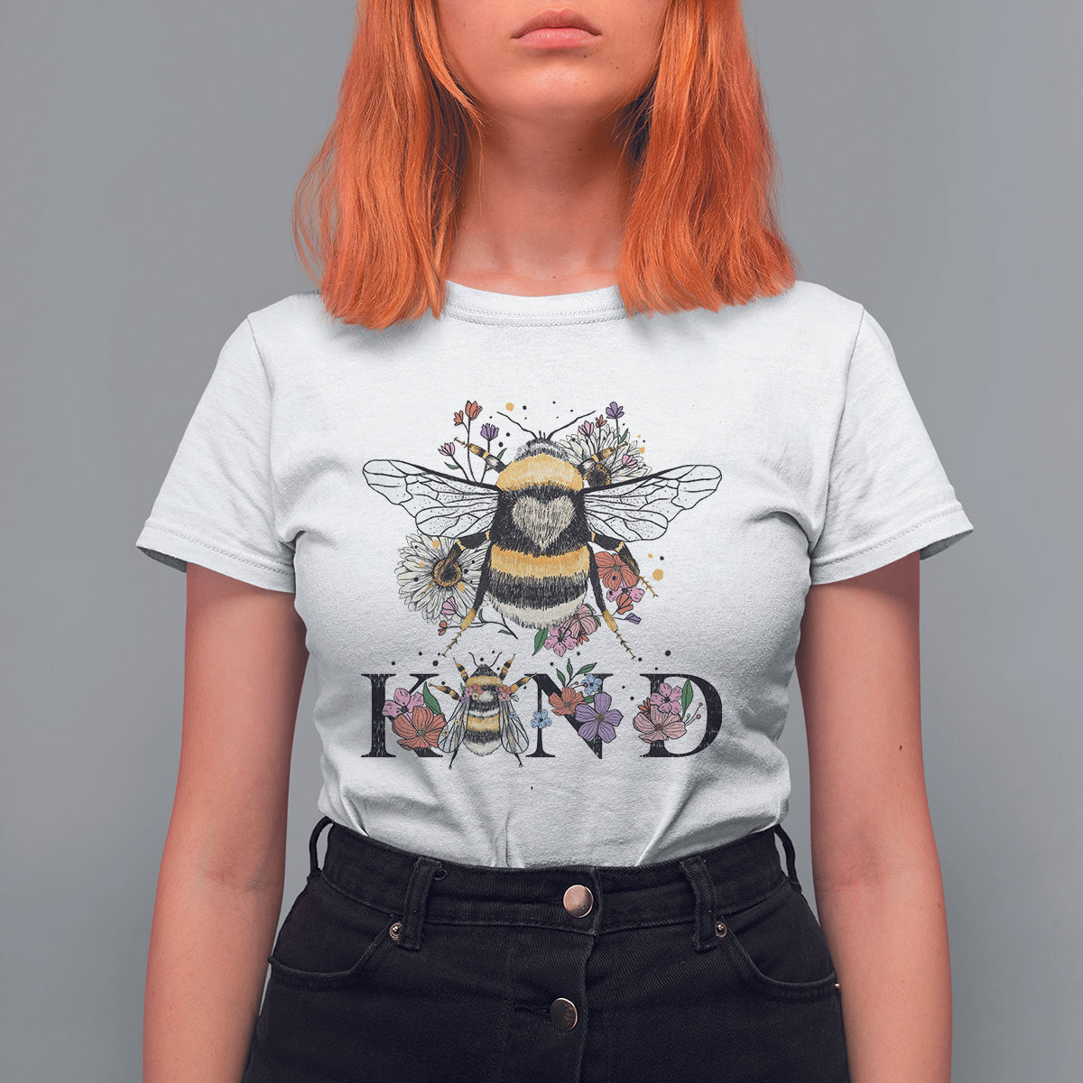 Be Kind Bee Kind Floral Bee Inspirational Retro Shirt for Women, Bee T-shirt, Bee Lover Gift, Insect Shirts, Spiritual Shirt T Shirt For Women - Wonder Print Shop