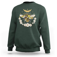 Celestial Retro Floral Bee And Crescent Moon Beehive Honey Bee Shirt for Women, Bee T-shirt, Bee Lover Gift, Insect Shirts, Spiritual Shirt Sweatshirt - Wonder Print Shop