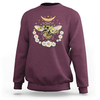 Celestial Retro Floral Bee And Crescent Moon Beehive Honey Bee Shirt for Women, Bee T-shirt, Bee Lover Gift, Insect Shirts, Spiritual Shirt Sweatshirt - Wonder Print Shop