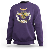 Celestial Retro Floral Bee And Crescent Moon Beehive Honey Bee Shirt for Women, Bee T-shirt, Bee Lover Gift, Insect Shirts, Spiritual Shirt Sweatshirt - Wonder Print Shop