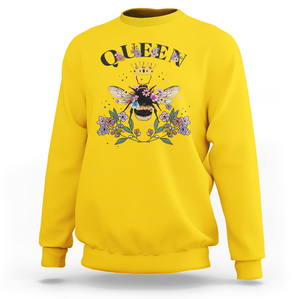 Queen Bee Queen Crown Honey Bee Mother's Day Shirt for Mom Women, Bee T-shirt, Bee Lover Gift, Insect Shirts, Spiritual Shirt, Floral Bee, Mom Shirt Sweatshirt - Wonder Print Shop