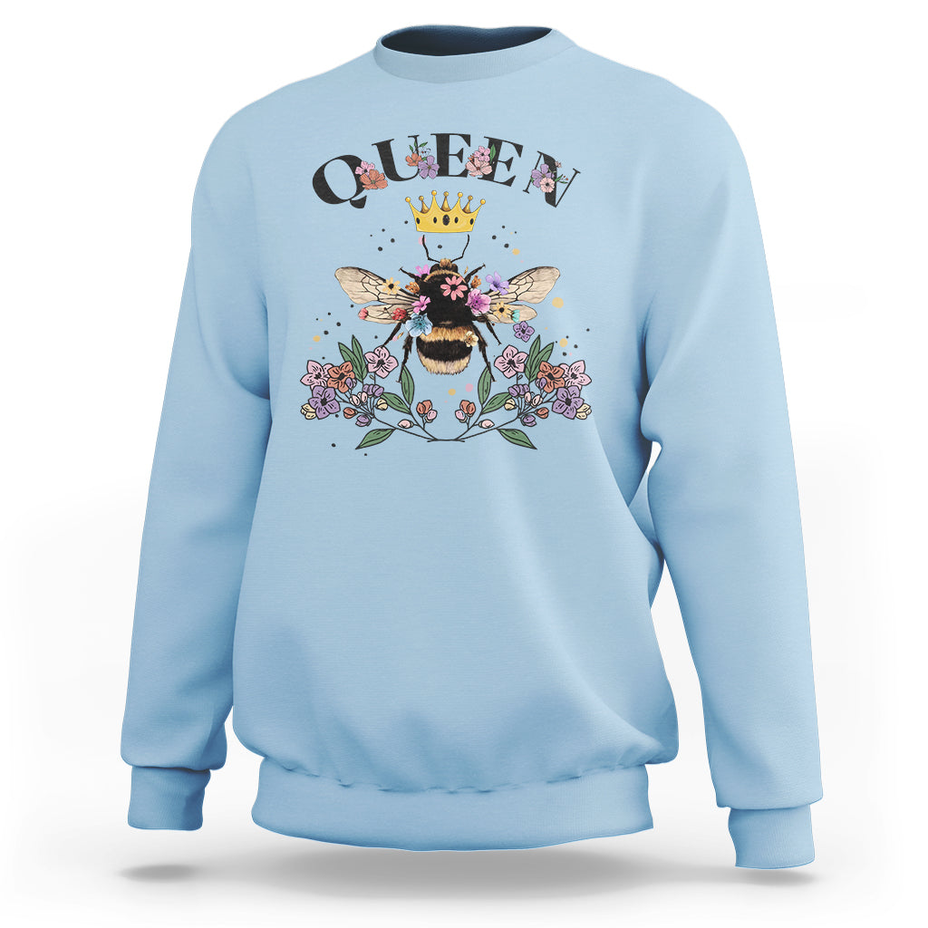 Queen Bee Queen Crown Honey Bee Mother's Day Shirt for Mom Women, Bee T-shirt, Bee Lover Gift, Insect Shirts, Spiritual Shirt, Floral Bee, Mom Shirt Sweatshirt - Wonder Print Shop