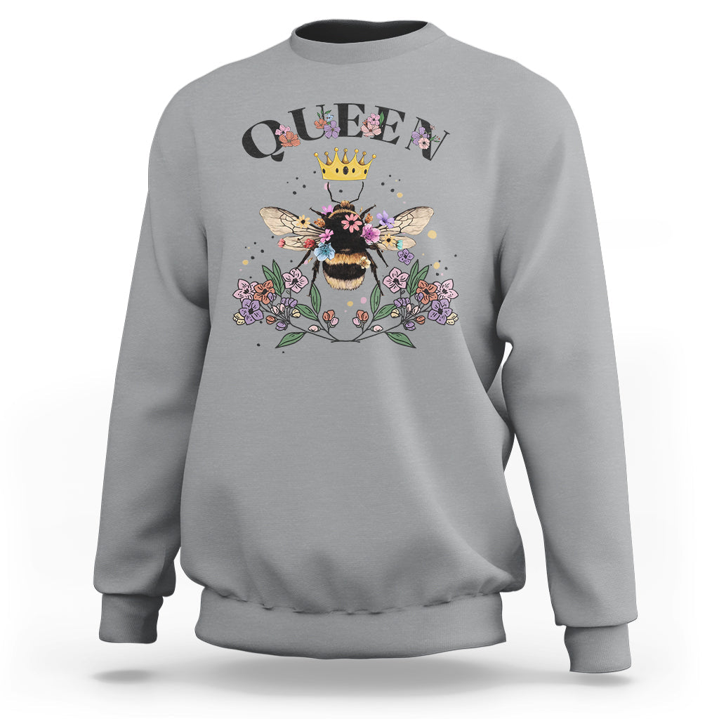 Queen Bee Queen Crown Honey Bee Mother's Day Shirt for Mom Women, Bee T-shirt, Bee Lover Gift, Insect Shirts, Spiritual Shirt, Floral Bee, Mom Shirt Sweatshirt - Wonder Print Shop