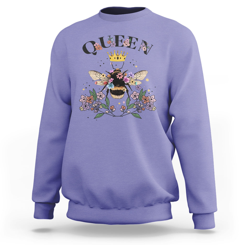 Queen Bee Queen Crown Honey Bee Mother's Day Shirt for Mom Women, Bee T-shirt, Bee Lover Gift, Insect Shirts, Spiritual Shirt, Floral Bee, Mom Shirt Sweatshirt - Wonder Print Shop