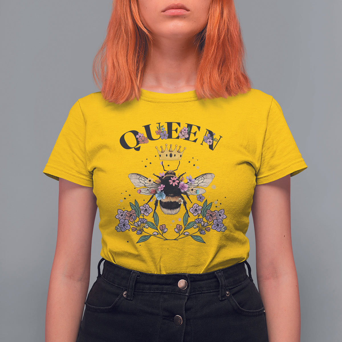 Queen Bee Queen Crown Honey Bee Mother's Day Shirt for Mom Women, Bee T-shirt, Bee Lover Gift, Insect Shirts, Spiritual Shirt, Floral Bee, Mom Shirt T Shirt For Women - Wonder Print Shop