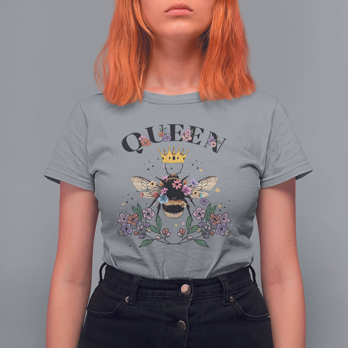Queen Bee Queen Crown Honey Bee Mother's Day Shirt for Mom Women, Bee T-shirt, Bee Lover Gift, Insect Shirts, Spiritual Shirt, Floral Bee, Mom Shirt T Shirt For Women - Wonder Print Shop
