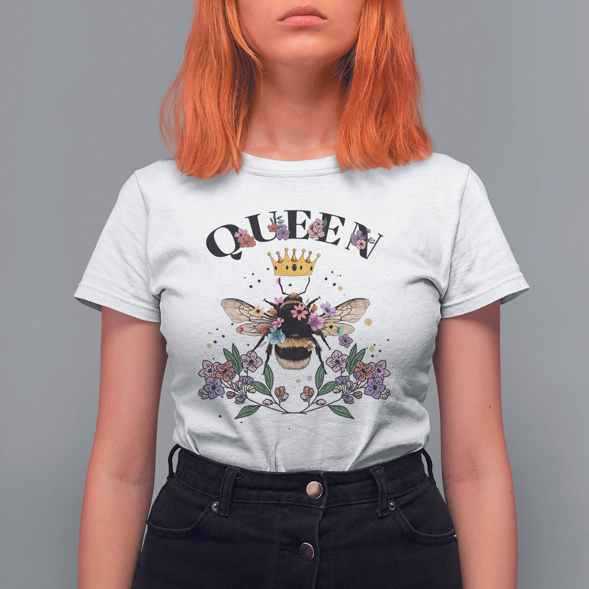 Queen Bee Queen Crown Honey Bee Mother's Day Shirt for Mom Women, Bee T-shirt, Bee Lover Gift, Insect Shirts, Spiritual Shirt, Floral Bee, Mom Shirt T Shirt For Women - Wonder Print Shop