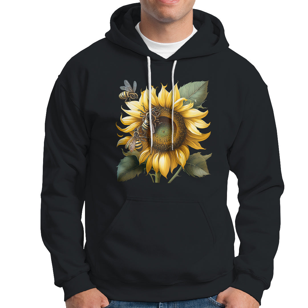 Sunflower And Honey Bees Floral Bee Botanical Insect Nature Shirt for Women, Bee T-shirt, Bee Lover Gift, Insect Shirts, Spiritual Shirt Hoodie - Wonder Print Shop