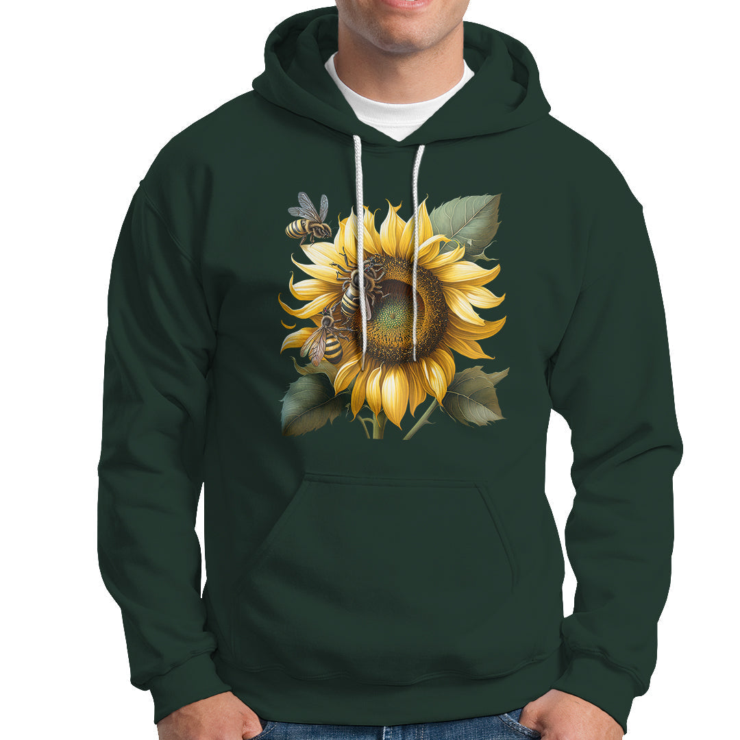 Sunflower And Honey Bees Floral Bee Botanical Insect Nature Shirt for Women, Bee T-shirt, Bee Lover Gift, Insect Shirts, Spiritual Shirt Hoodie - Wonder Print Shop