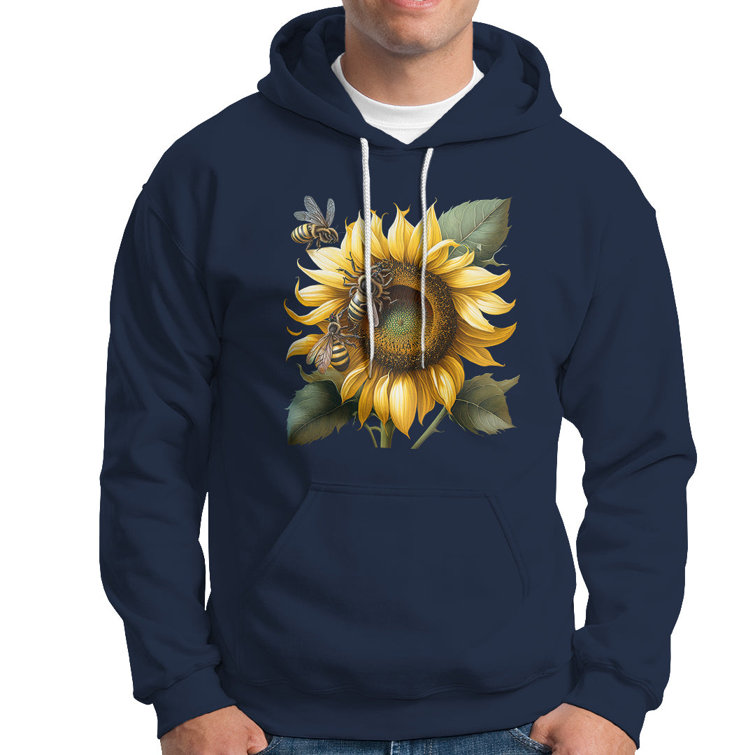 Sunflower And Honey Bees Floral Bee Botanical Insect Nature Shirt for Women, Bee T-shirt, Bee Lover Gift, Insect Shirts, Spiritual Shirt Hoodie - Wonder Print Shop