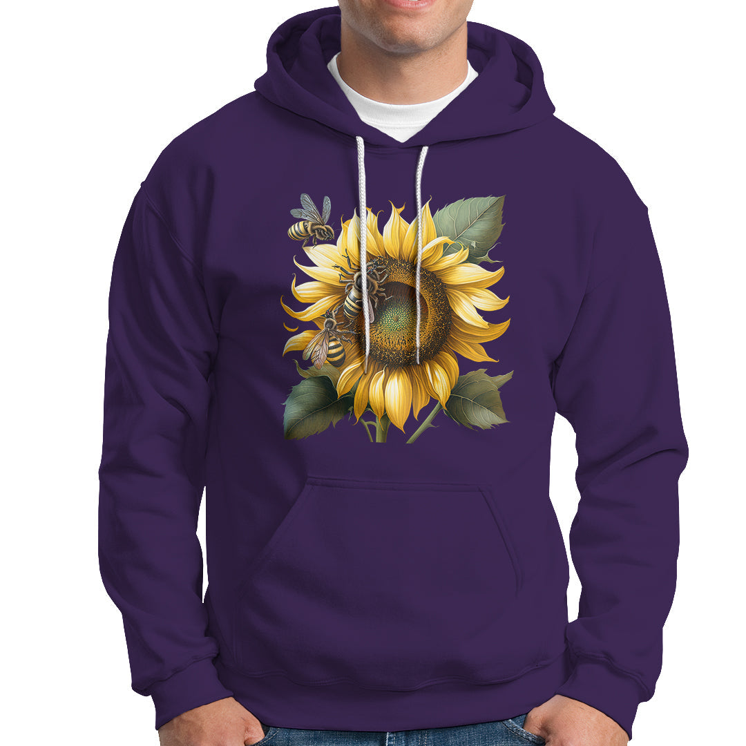 Sunflower And Honey Bees Floral Bee Botanical Insect Nature Shirt for Women, Bee T-shirt, Bee Lover Gift, Insect Shirts, Spiritual Shirt Hoodie - Wonder Print Shop