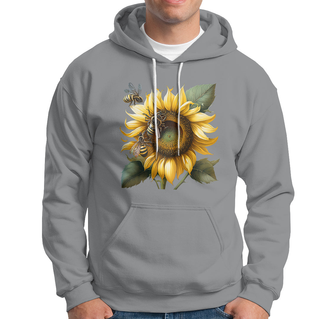 Sunflower And Honey Bees Floral Bee Botanical Insect Nature Shirt for Women, Bee T-shirt, Bee Lover Gift, Insect Shirts, Spiritual Shirt Hoodie - Wonder Print Shop