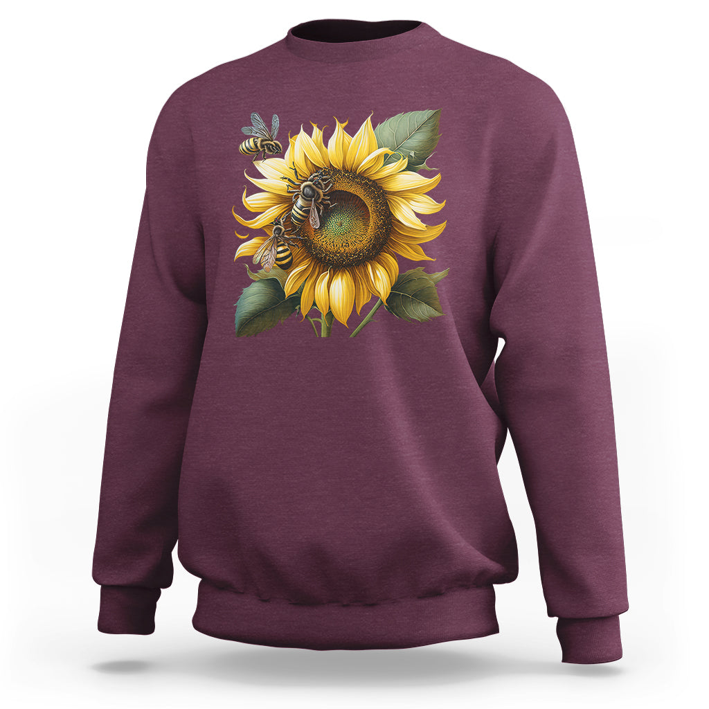 Sunflower And Honey Bees Floral Bee Botanical Insect Nature Shirt for Women, Bee T-shirt, Bee Lover Gift, Insect Shirts, Spiritual Shirt Sweatshirt - Wonder Print Shop