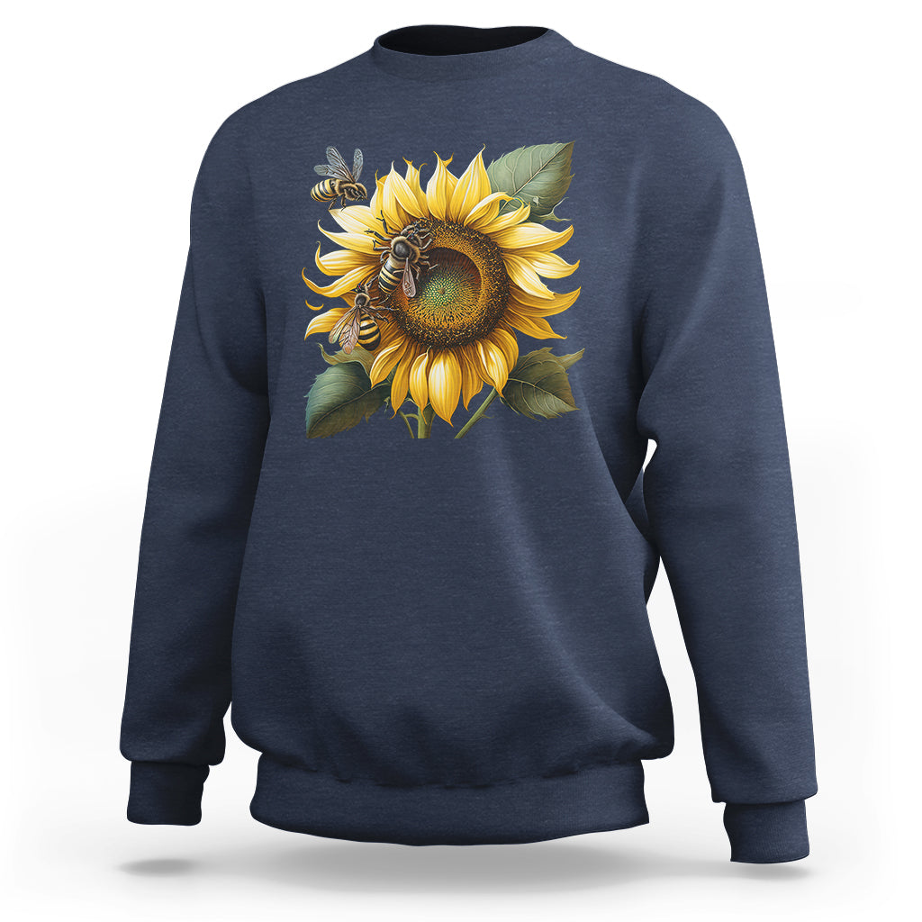 Sunflower And Honey Bees Floral Bee Botanical Insect Nature Shirt for Women, Bee T-shirt, Bee Lover Gift, Insect Shirts, Spiritual Shirt Sweatshirt - Wonder Print Shop