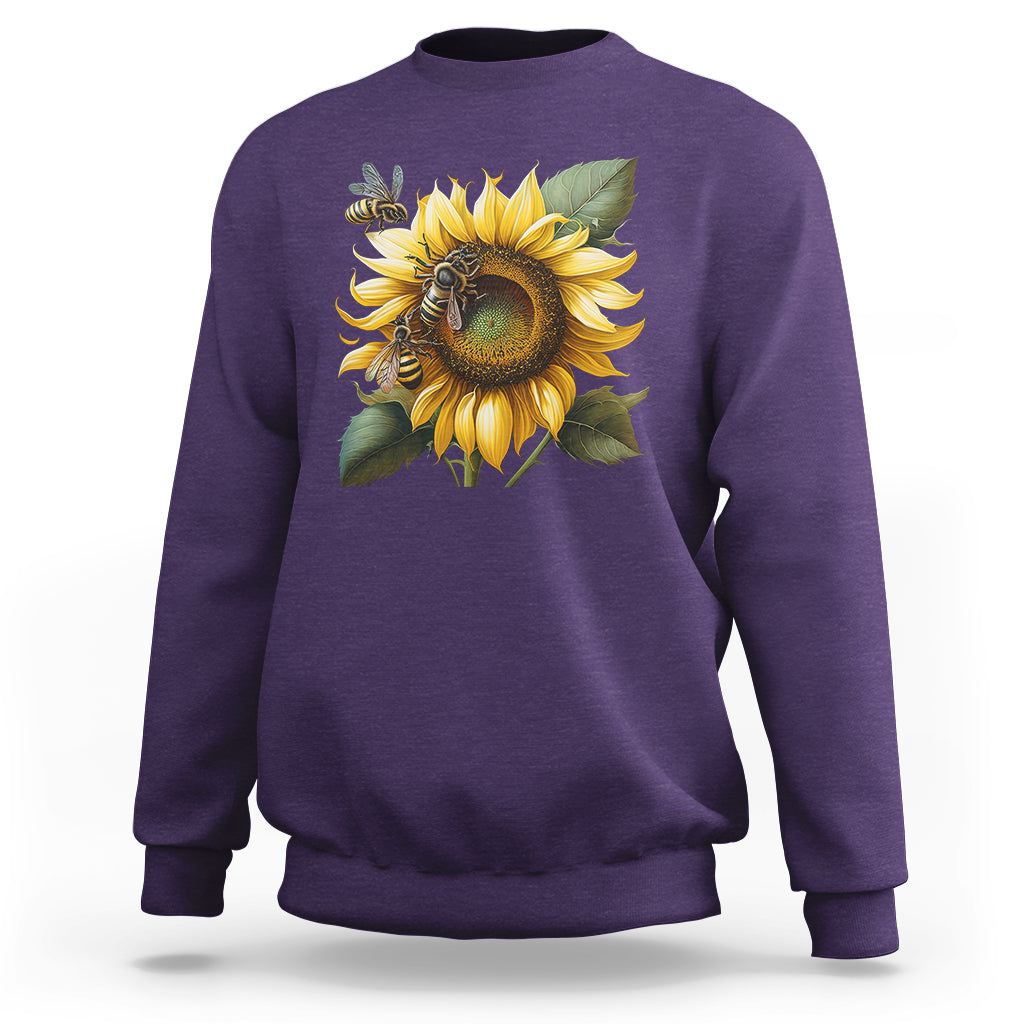 Sunflower And Honey Bees Floral Bee Botanical Insect Nature Shirt for Women, Bee T-shirt, Bee Lover Gift, Insect Shirts, Spiritual Shirt Sweatshirt - Wonder Print Shop