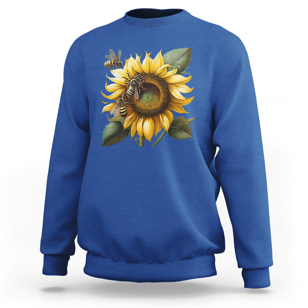Sunflower And Honey Bees Floral Bee Botanical Insect Nature Shirt for Women, Bee T-shirt, Bee Lover Gift, Insect Shirts, Spiritual Shirt Sweatshirt - Wonder Print Shop