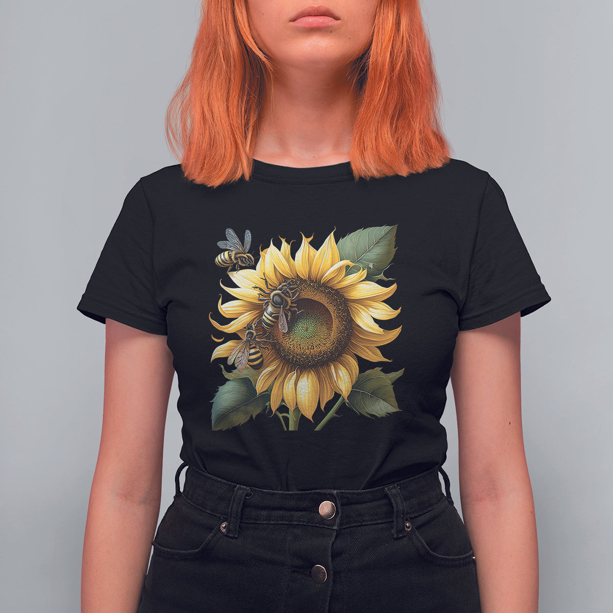 Sunflower And Honey Bees Floral Bee Botanical Insect Nature Shirt for Women, Bee T-shirt, Bee Lover Gift, Insect Shirts, Spiritual Shirt T Shirt For Women - Wonder Print Shop