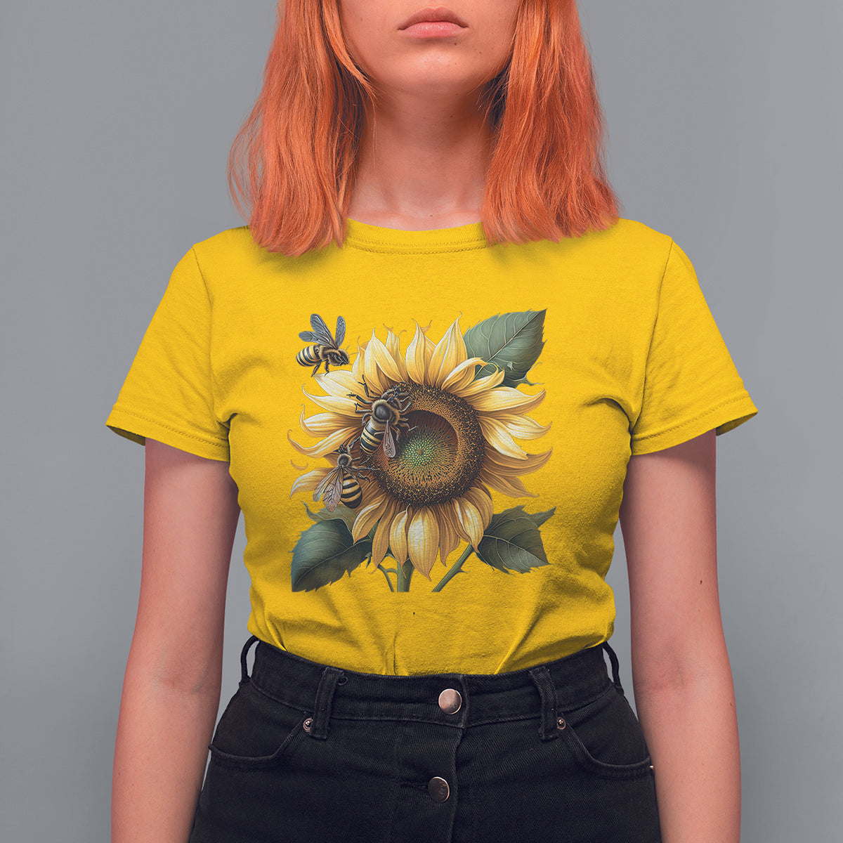 Sunflower And Honey Bees Floral Bee Botanical Insect Nature Shirt for Women, Bee T-shirt, Bee Lover Gift, Insect Shirts, Spiritual Shirt T Shirt For Women - Wonder Print Shop