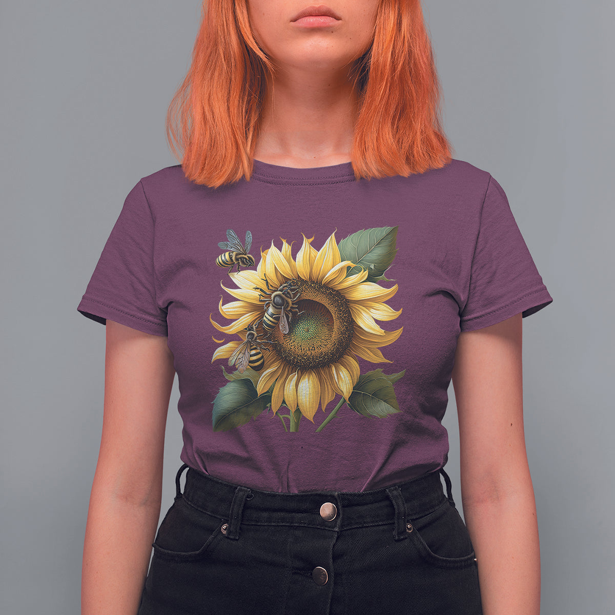 Sunflower And Honey Bees Floral Bee Botanical Insect Nature Shirt for Women, Bee T-shirt, Bee Lover Gift, Insect Shirts, Spiritual Shirt T Shirt For Women - Wonder Print Shop