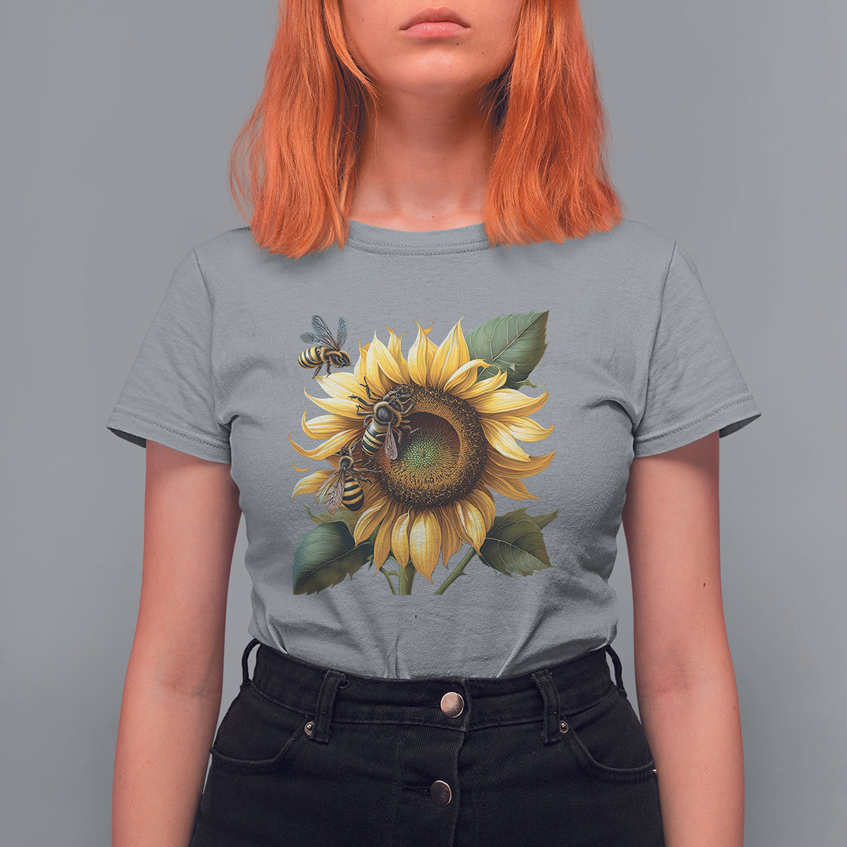 Sunflower And Honey Bees Floral Bee Botanical Insect Nature Shirt for Women, Bee T-shirt, Bee Lover Gift, Insect Shirts, Spiritual Shirt T Shirt For Women - Wonder Print Shop