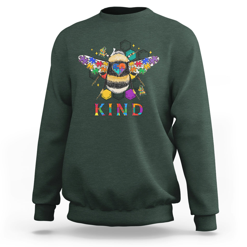Be Kind Bee Kind Autism Bee Inspirational Retro Shirt, Bee T-shirt, Bee Lover Gift, Insect Shirts, Spiritual Shirt, Awareness Shirt Sweatshirt - Wonder Print Shop