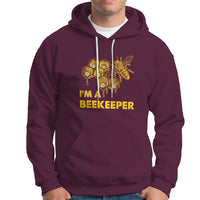 Maroon hoodie with front beehive and bee graphic, text "I'M A BEEKEEPER"