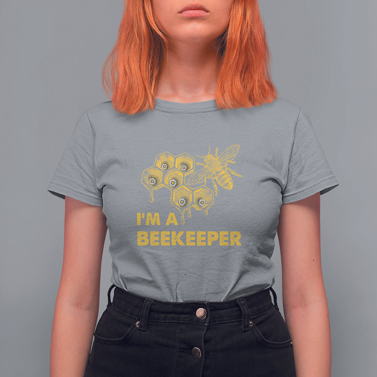 Sport gray Beekeeper T-shirt with bee hive graphic and “I’M A BEEKEEPER” lettering