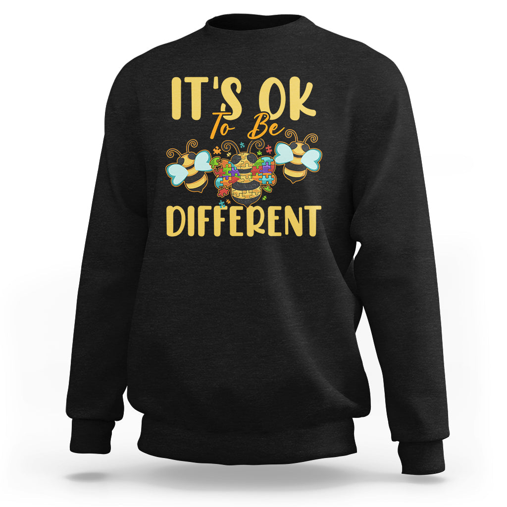 It's Ok To Be Different Bee Kind Autism Bee Inspirational Retro Shirt, Bee T-shirt, Bee Lover Gift, Insect Shirts, Spiritual Shirt, Awareness Shirt Sweatshirt - Wonder Print Shop