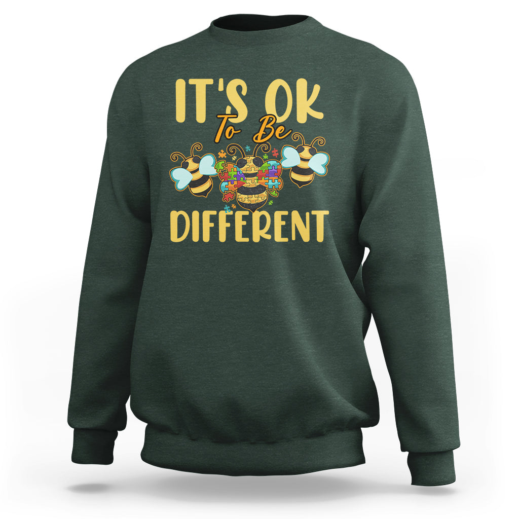 It's Ok To Be Different Bee Kind Autism Bee Inspirational Retro Shirt, Bee T-shirt, Bee Lover Gift, Insect Shirts, Spiritual Shirt, Awareness Shirt Sweatshirt - Wonder Print Shop