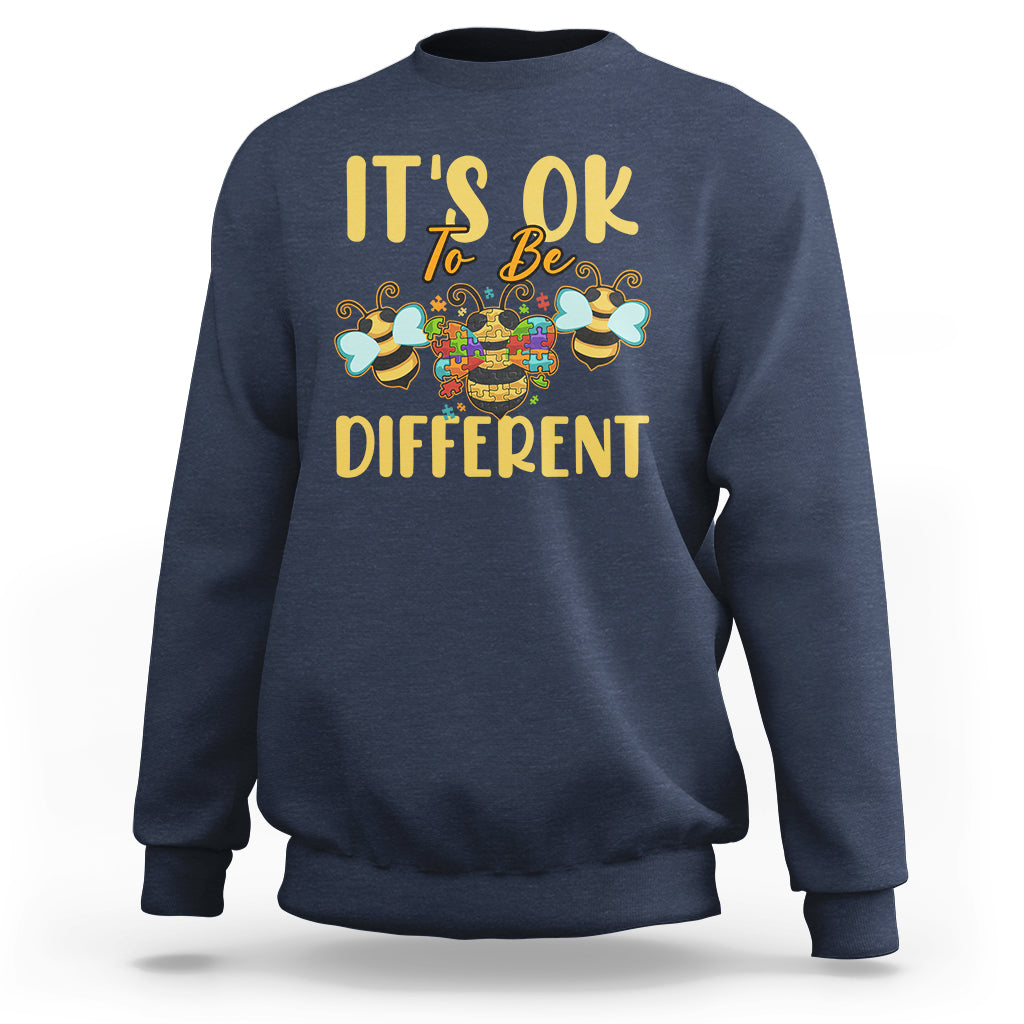 It's Ok To Be Different Bee Kind Autism Bee Inspirational Retro Shirt, Bee T-shirt, Bee Lover Gift, Insect Shirts, Spiritual Shirt, Awareness Shirt Sweatshirt - Wonder Print Shop