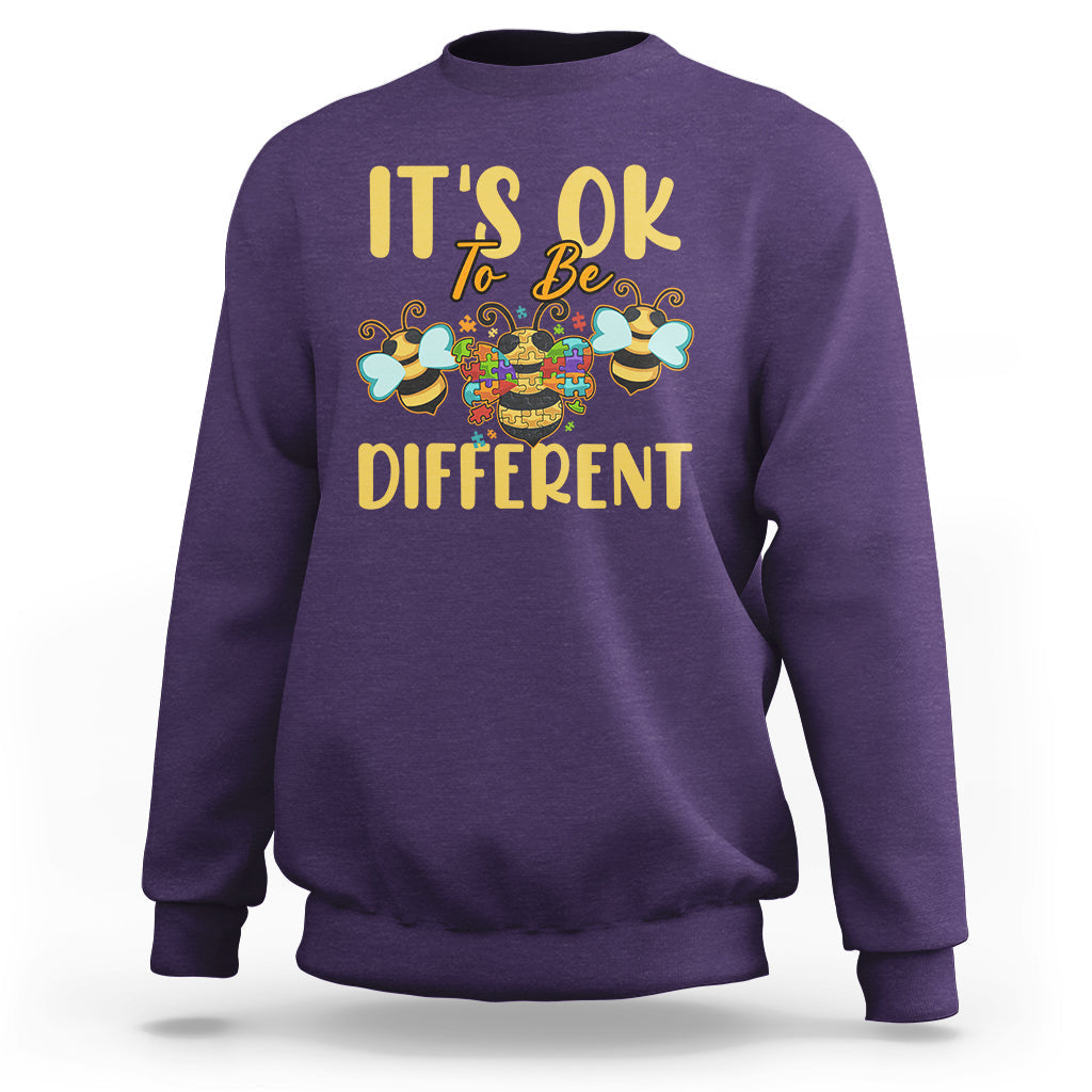 It's Ok To Be Different Bee Kind Autism Bee Inspirational Retro Shirt, Bee T-shirt, Bee Lover Gift, Insect Shirts, Spiritual Shirt, Awareness Shirt Sweatshirt - Wonder Print Shop