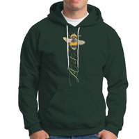 Dark green hooded sweatshirt with bee graphic and front pocket pouch