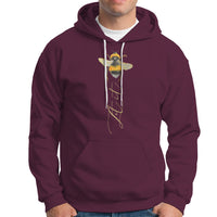 Maroon hooded sweatshirt with bee graphic and front pocket pouch