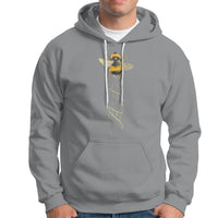Light gray hooded sweatshirt with bee graphic and front pocket pouch