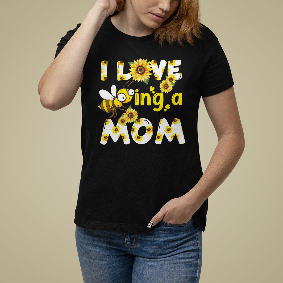 I Love Being A Mom Sunflower Bee Queen Bee Mother's Day Shirt for Mom Women, Bee T-shirt, Bee Lover Gift, Insect Shirts, Floral Bee, Mom Shirt T Shirt For Women - Wonder Print Shop