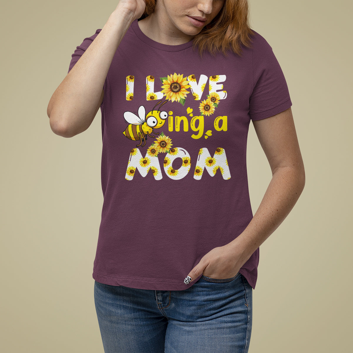 I Love Being A Mom Sunflower Bee Queen Bee Mother's Day Shirt for Mom Women, Bee T-shirt, Bee Lover Gift, Insect Shirts, Floral Bee, Mom Shirt T Shirt For Women - Wonder Print Shop