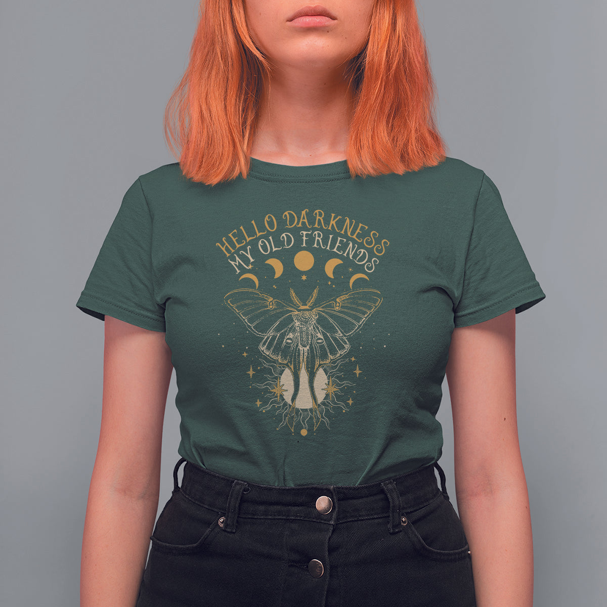 Moth T Shirt For Women Hello Darkness My Old Friend Sound Of Silence Starry Luna Moth Actias Luna Mystic Alchemy Moth Spirit Animal Celestial Shirt for Women, Moth T-shirt, Spiritual Shirt, - Wonder Print Shop