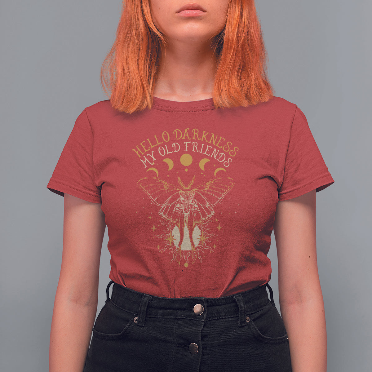 Moth T Shirt For Women Hello Darkness My Old Friend Sound Of Silence Starry Luna Moth Actias Luna Mystic Alchemy Moth Spirit Animal Celestial Shirt for Women, Moth T-shirt, Spiritual Shirt, - Wonder Print Shop