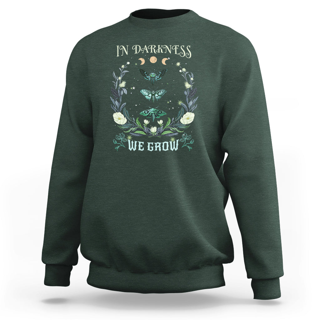 Moth Sweatshirt Celestial Flower Floral Lime Hawk Moth Mystical Night In Darkness We Grow Death Moth Moon Phases Shirt for Women, Moth T-shirt, Spirituality Shirt - Wonder Print Shop