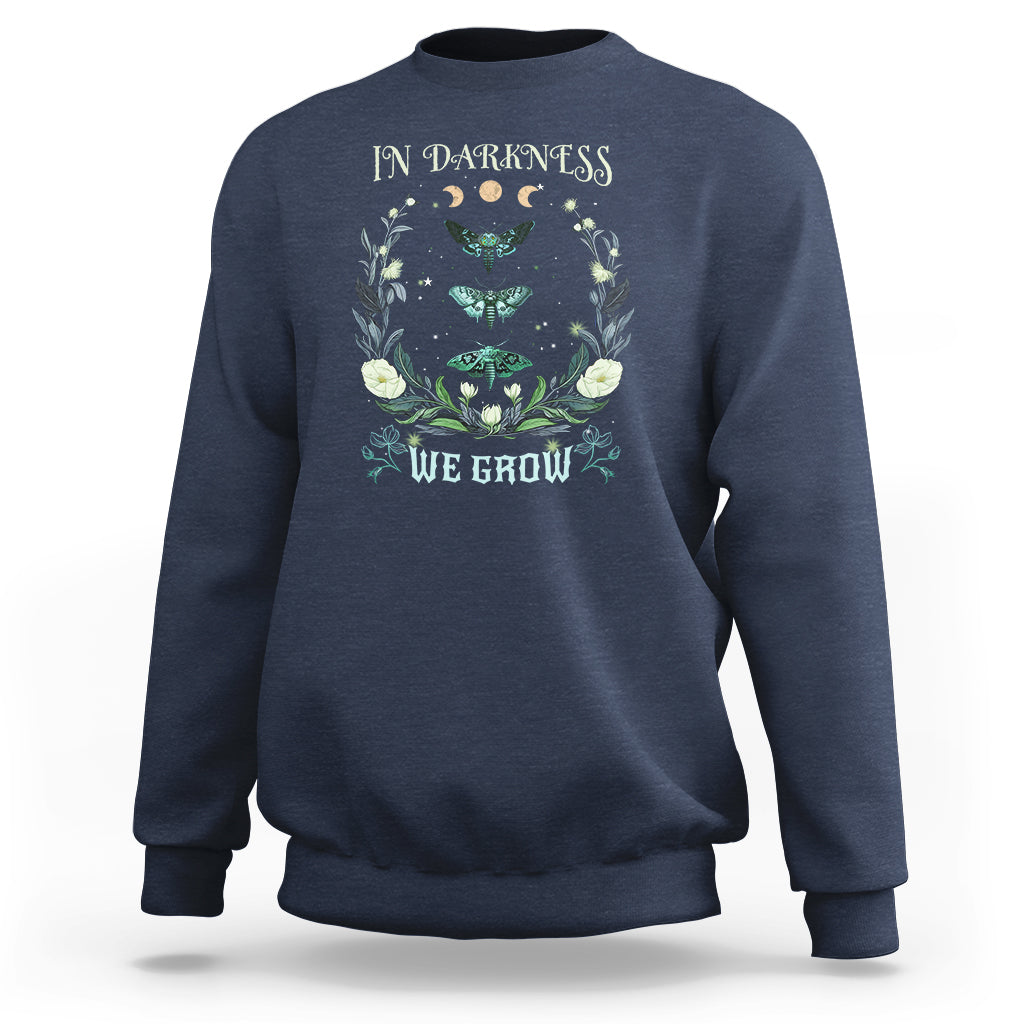 Moth Sweatshirt Celestial Flower Floral Lime Hawk Moth Mystical Night In Darkness We Grow Death Moth Moon Phases Shirt for Women, Moth T-shirt, Spirituality Shirt - Wonder Print Shop