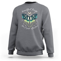 Moth Sweatshirt Mystical Moon Celestial Turquoise Moth Beautiful Things Don't Seek Attention Floral Moth Crescent Moon Shirt for Women, Moth T-shirt, Spirituality Shirt - Wonder Print Shop