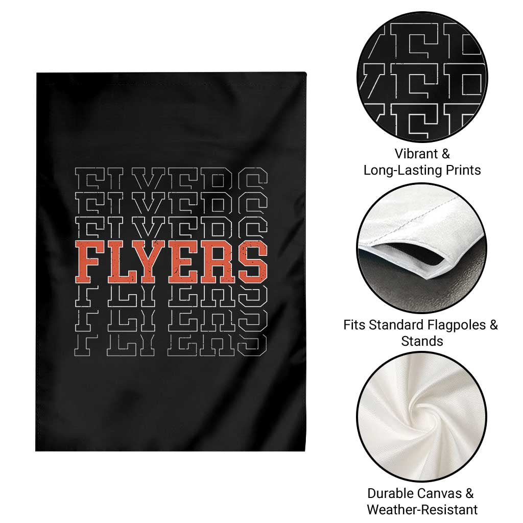 Retro Flyers Name Script Style Garden Flag Vintage Distressed Graphic Sports Fan Pride