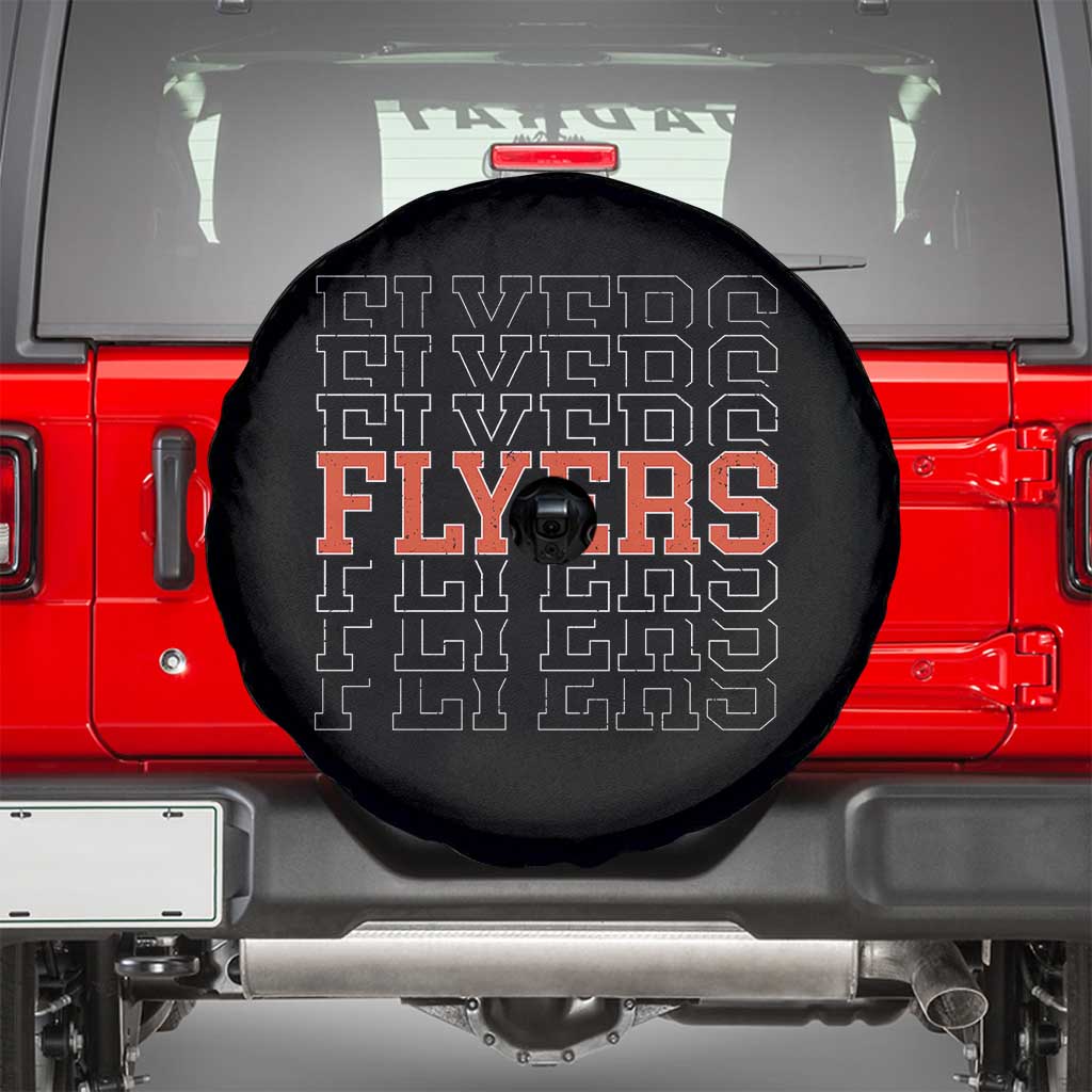 Retro Flyers Name Script Style Spare Tire Cover Vintage Distressed Graphic Sports Fan Pride