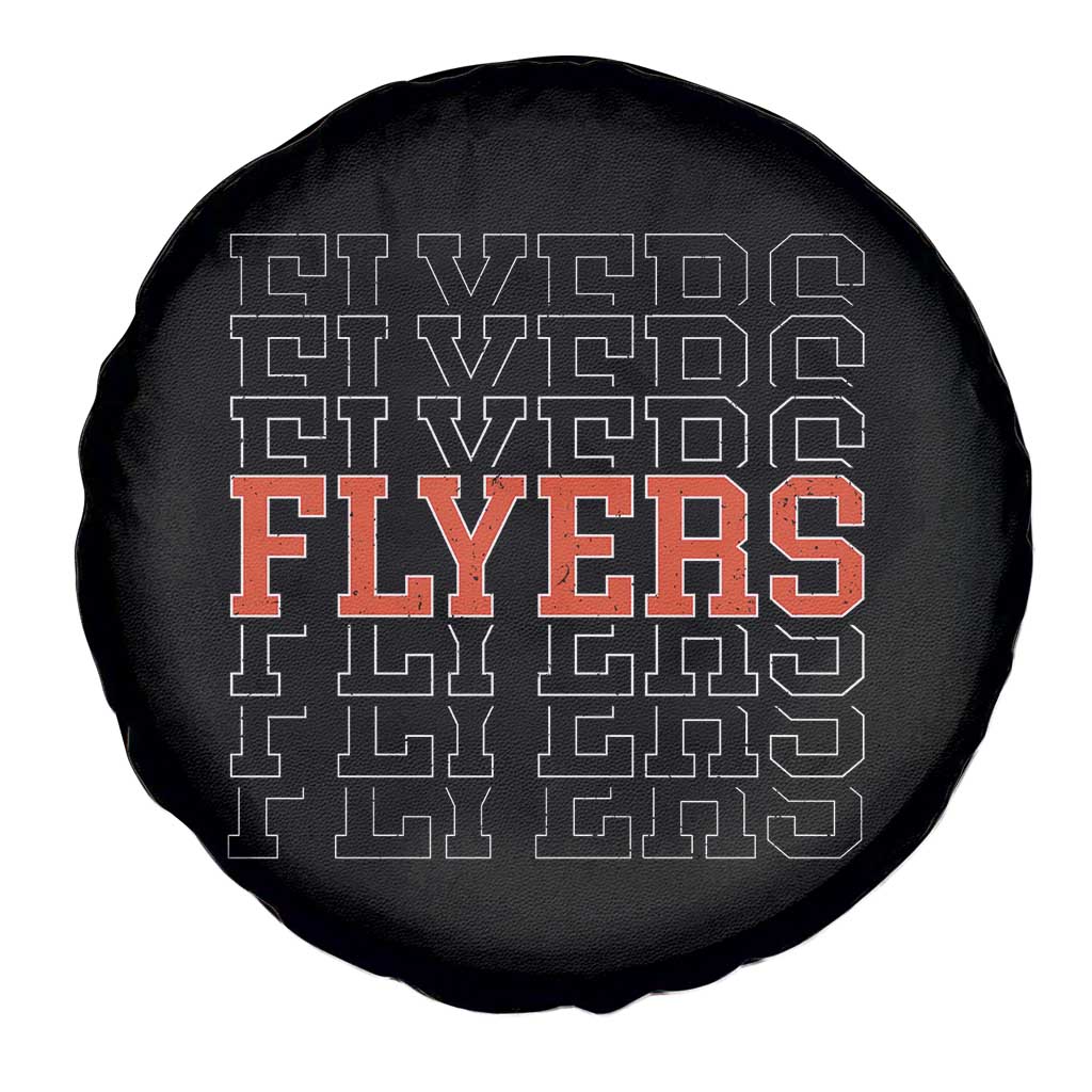 Retro Flyers Name Script Style Spare Tire Cover Vintage Distressed Graphic Sports Fan Pride
