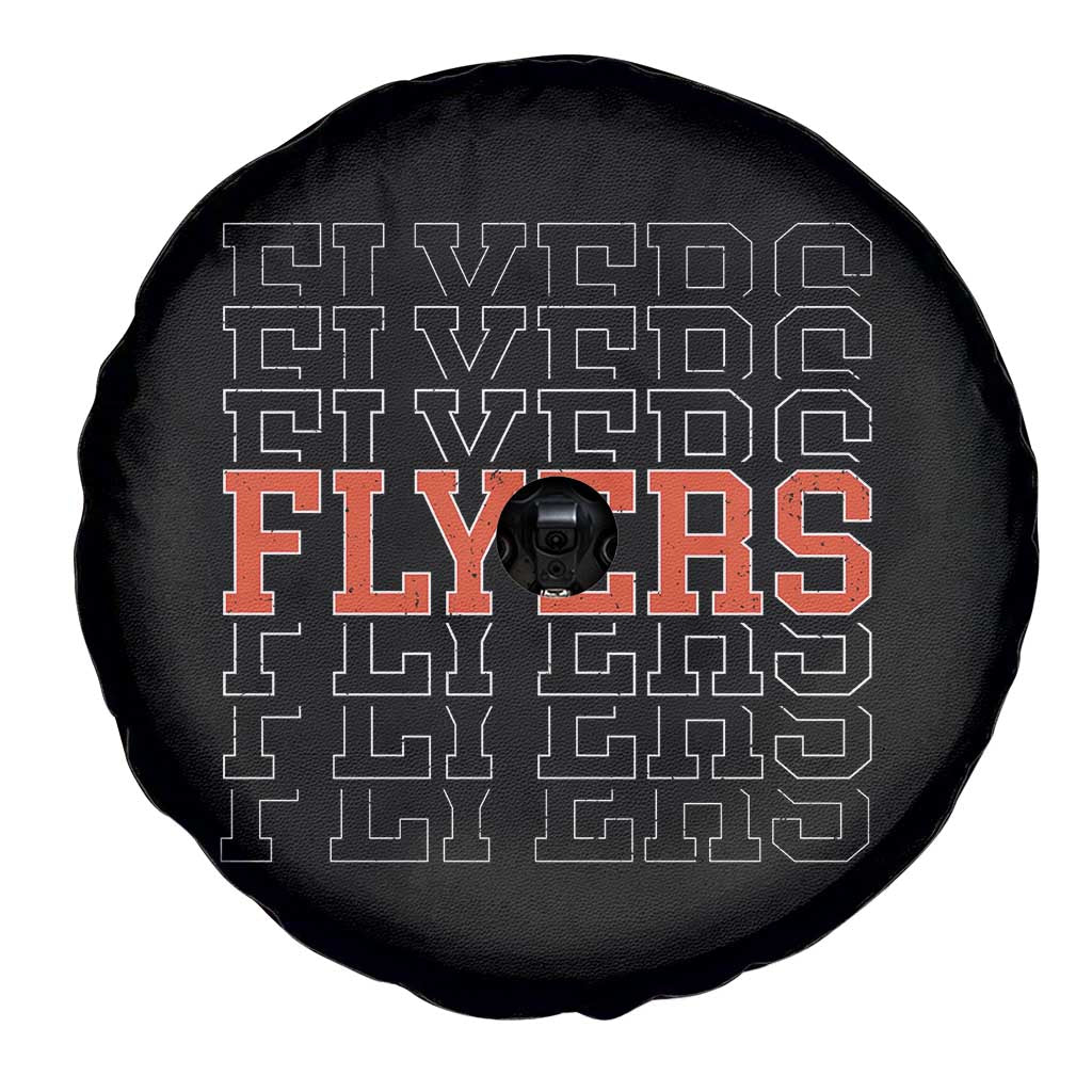 Retro Flyers Name Script Style Spare Tire Cover Vintage Distressed Graphic Sports Fan Pride