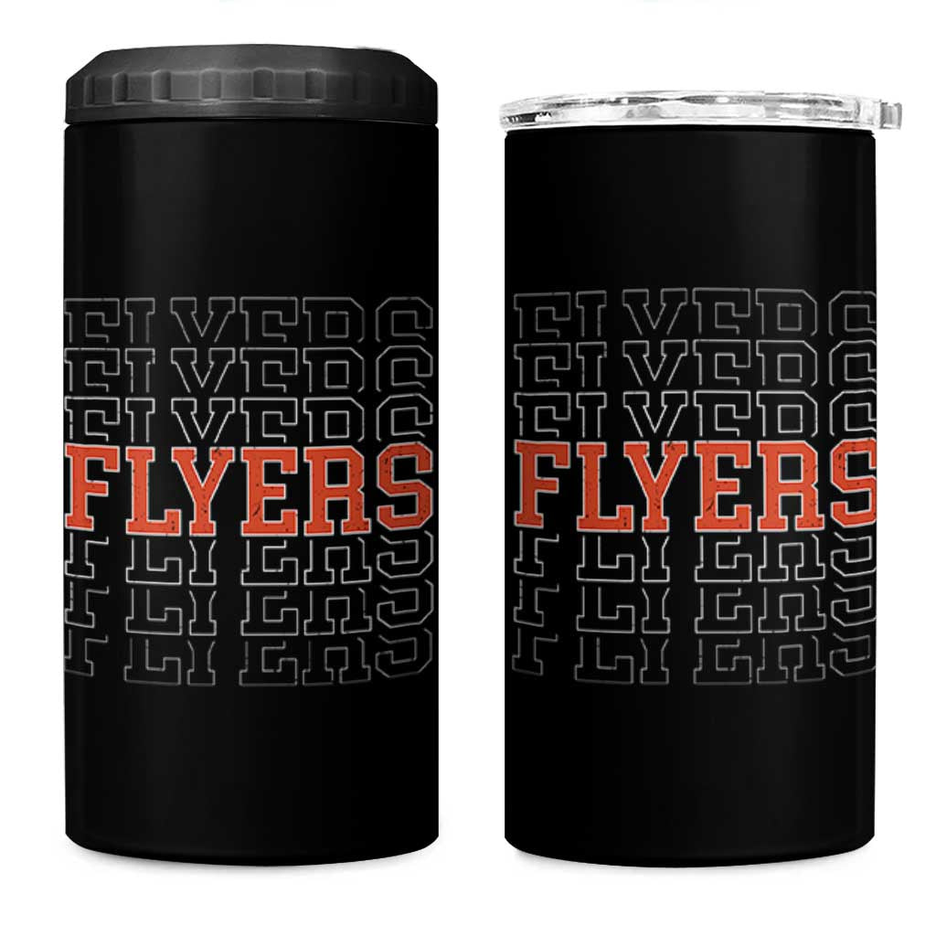 Retro Flyers Name Script Style 4 in 1 Can Cooler Tumbler Vintage Distressed Graphic Sports Fan Pride