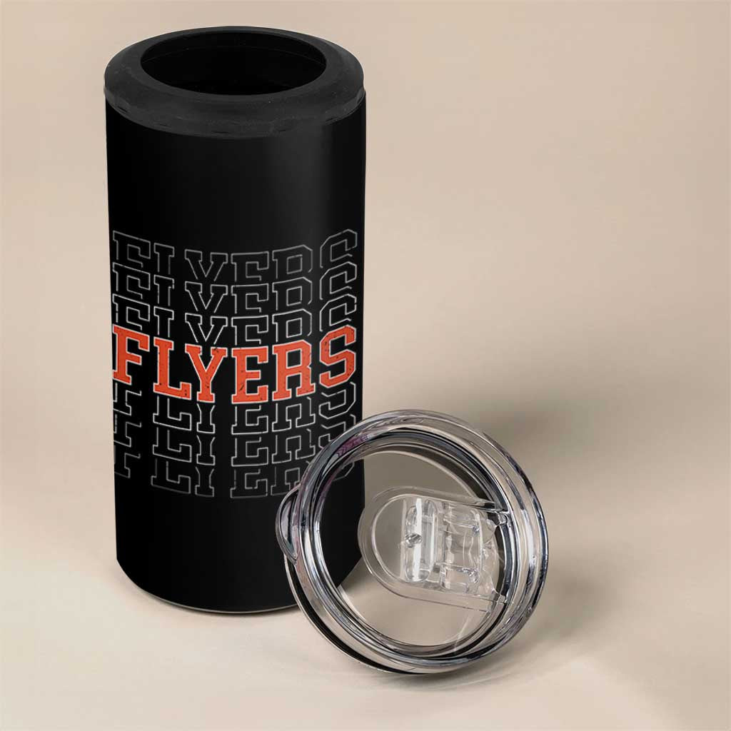 Retro Flyers Name Script Style 4 in 1 Can Cooler Tumbler Vintage Distressed Graphic Sports Fan Pride